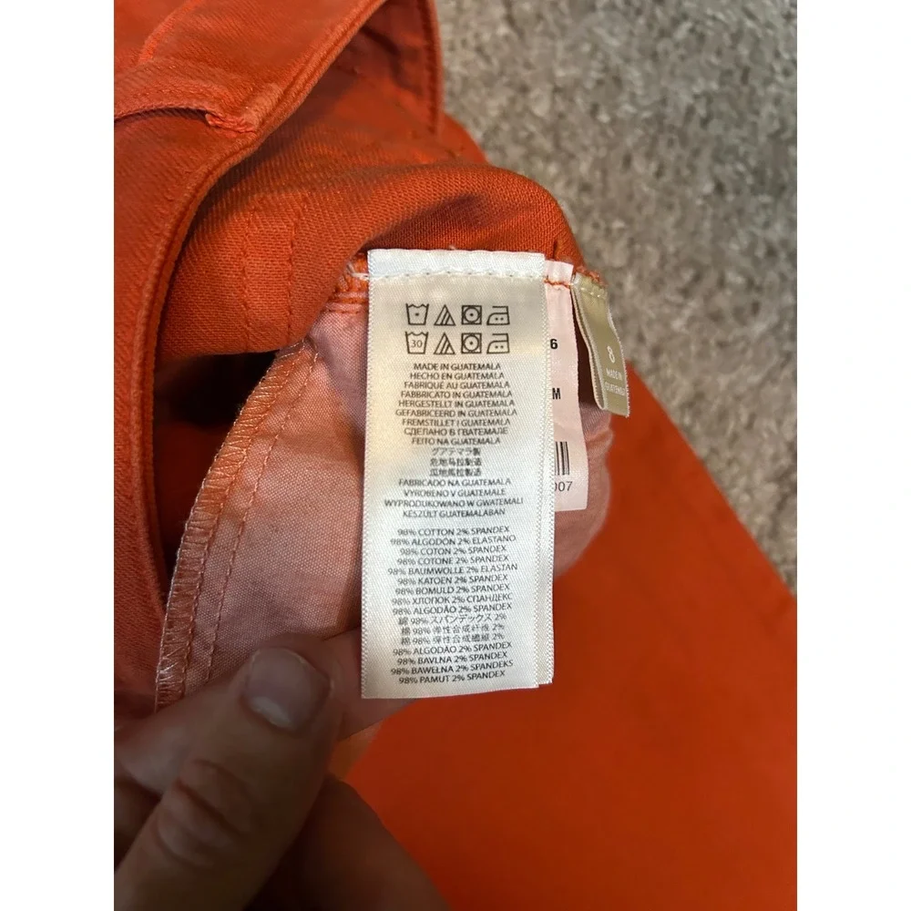 Michael Kors Pants Women 8 Orange Persimmon Stretch Cotton Slim Straight